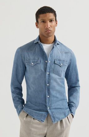 Brunello Cucinelli Easy fit shirt in Light Denim at Nordstrom, Size Xx-Large Eu