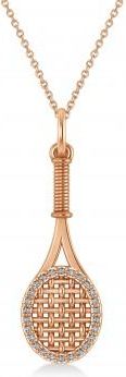 Allurez Lab Grown Diamond Tennis Racket Pendant Necklace 14K Rose Gold (0.48ct)
