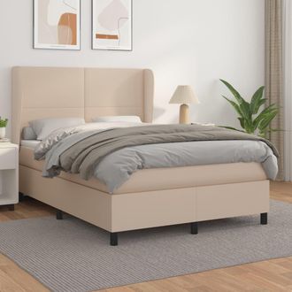 vidaXL Vidaxl - Cama Box Spring Con Colch&oacute;n Cuero Sint&eacute;tico Capuchino 140x190cm