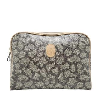 Saint Laurent Pre-owned Clutches, female, Gray, Size: ONE SIZE Pre-owned Vintage Giraffe Print Clutch