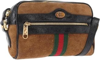 Gucci Pre-owned Cross Body Bags, female, Brown, Size: ONE SIZE Pre-owned Suede Crossbody Bag