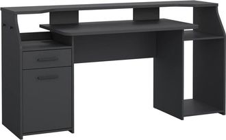 Dmora Scrivania Zennithor, tavolo da lavoro dotato di 1 anta e 1 cassetto, ideale per ufficio e gaming, 171x62 h89 cm, Grigio - Dmora