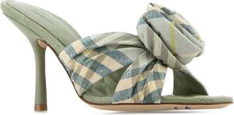 Burberry Womens Mews Mule Green Linen Elastane Ovine Sandal