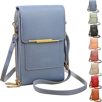 Generic 2026 New Anti-Theft Leather Bag for Women, Womens Touch Screen Mobile Phone Messenger Bag, Fashion Key Change Bag (Blue)