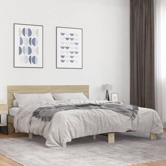 vidaXL Vidaxl - Estructura Cama Madera Ingenier&iacute;a Metal Roble Sonoma 200x200 Cm