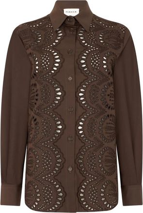 P.A.R.O.S.H. Lace Shirt - Dames - Tunieken - Bruin - L - Katoen - Overhemden