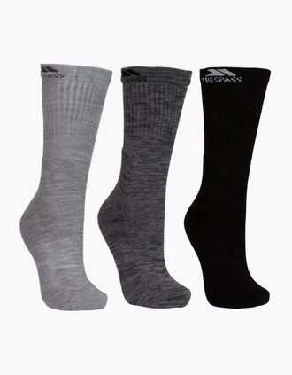 Trespass Mens Trespass Mens Jackbarrow Trekking Socks (Pack Of 3) - Grey - Size: 7/7.5/8/8.5/9/9.5/10/10.5/11