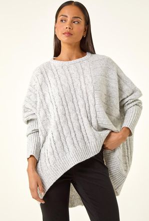 Roman Contrast Cable Knit Oversized Jumper