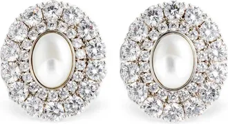 Self Portrait Oval Crystal Pearl Earrings