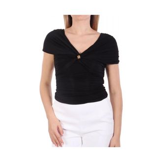 Elisabetta Franchi Dames, Tops, Zwart, Maat: XL Leer