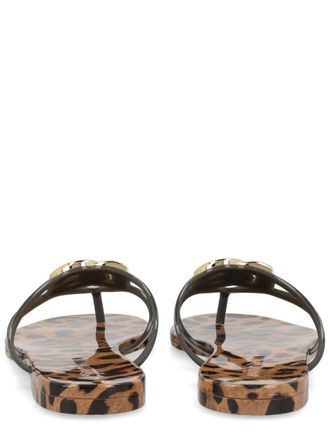 Dolce & Gabbana Logo-Embroidered Slide Sandals - Multicolor