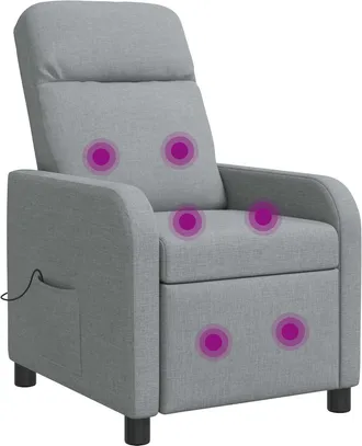 vidaXL Silla De Masajes Reclinable Gris Claro Tela Vidaxl
