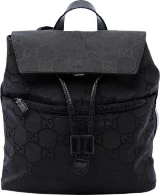 Gucci Pre-owned Vintage Nylon Rugzak - Dames - Vintage Rugzakken - Zwart - ONE Size - Nylon - Vintage