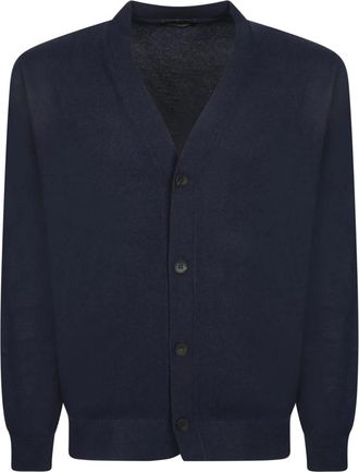 Dell'Oglio V-neck Cardigan - Heren - Vesten - Blauw - 2XL - Wol - Truien & Vesten