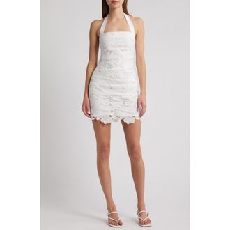 Delfi Alva Lace Halter Minidress in White at Nordstrom Rack, Size X-Large