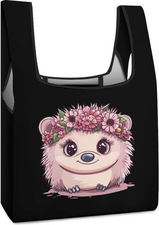 Generic Beautiful Hedgehog Shopping Bag Reusable Grocery Tote Bag Foldable Handbag for Travel Picnic