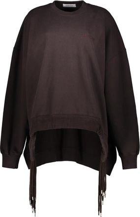 AMBUSH Geribbelde Kraag Katoenen Sweatshirt met Asymmetrische Zoom - Dames - Sweatshirts - Bruin - XS - Katoen - Hoodies & sweatvesten