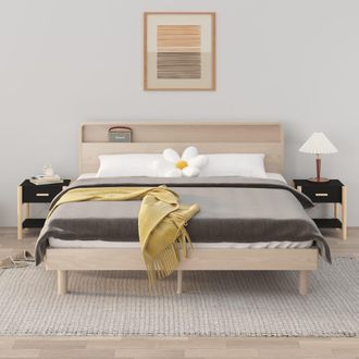 vidaXL Vidaxl - Mesitas De Noche 2 Uds Madera Contrachapada Negro 42x38x45 Cm
