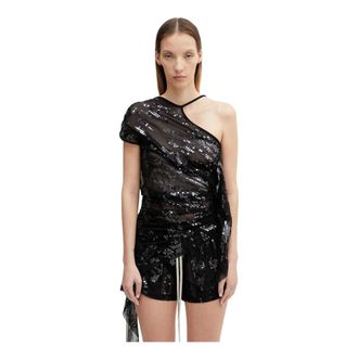 Rick Owens Overhemden, Dames, Zwart, M, Pailletten, Tungsten Top