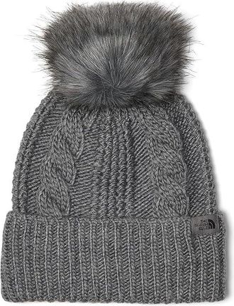The North Face Oh Mega Fur Pom Beanie Traditional Womens Hats TNF Medium Grey Heather, Polyester