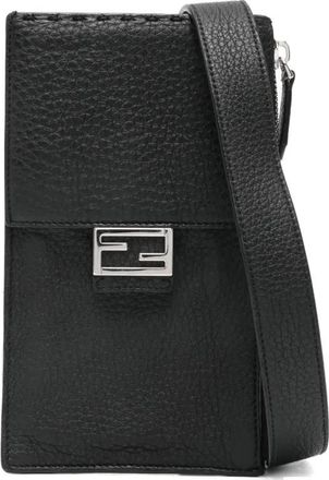 Fendi Borsa a tracolla piccola con placca logo - Nero