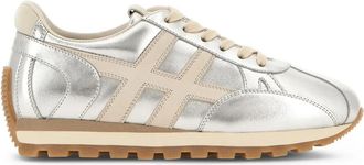 Hogan H671 86ER lace-up fastening sneakers - women - CALFSKIN/Calf Leather/Fabric/Rubber - 37.5 - Silver