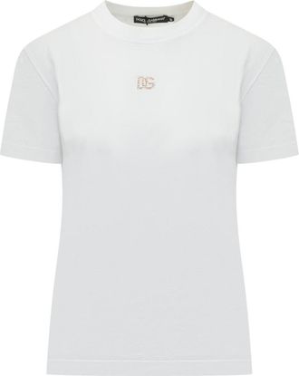 Dolce & Gabbana White Logo Crew Neck T-Shirt