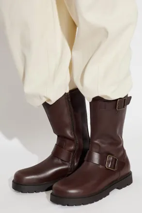 Birkenstock Leather Ankle Boots Highwood Mid Wire Buckle, Womens, Brown