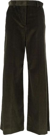 Max Mara Tania Wide Broeken - Dames - Broeken - Groen - Maat: XS Katoen