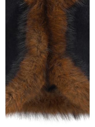 Self Portrait Womens Knit Cardigan With Faux Fur Collar - Black Cotton Sweater