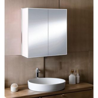 Dmora Mobile pensile Lafayette, Mobile per bagno, Armadietto sospeso, Bianco lucido, 60x21h65 cm, 2 ante