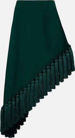 Alaia Ala&iuml;a Asymmetric wool gabardine midi skirt