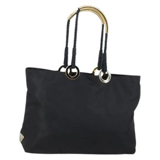 Prada Pre-owned Tote Bags, female, Black, Size: ONE SIZE Pre-owned Nylon Tote Bag