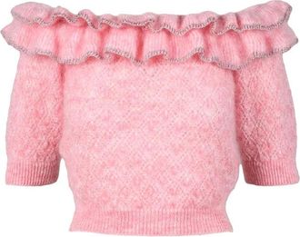 Alessandra Rich Mohair Polyamide Knit Top - Pink