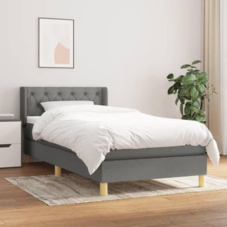 vidaXL Cama Box Spring Con Colch&oacute;n Tela Gris Oscuro 80x200 Cm Vidaxl