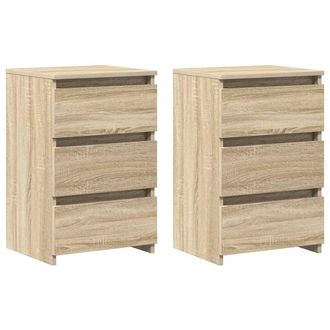 Berkfield Home Bed Cabinets 2 pcs Sonoma Oak 40x35x62.5 cm Engineered Wood in Light Tan