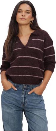 Beaumont Amsterdam Helene Pullover - Dames - V-hals truien - Rood - S - Polyester - Truien & Vesten