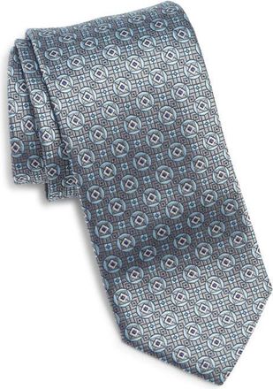 Canali Medallion Silk Tie in Grey at Nordstrom