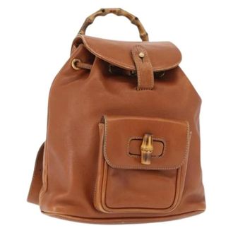 Gucci Pre-owned Backpacks, female, Brown, Size: ONE SIZE Pre-owned Leather Backpack