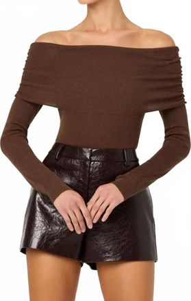 Astr Kylin Knit Off The Shoulder Sweater In Brown