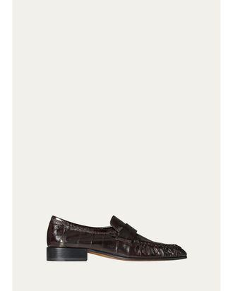The Row Crinkled-Leather Penny Loafers