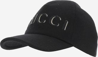 Gucci Mens Wool Baseball Hat With Logo Black