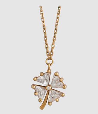 Little Ones Paris Collier Pendentif Tr&egrave;fle Or Rose Diamant