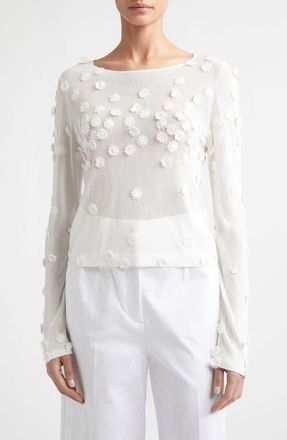 Altuzarra Carter Flower Appliqu&eacute; Sweater in 000102 Ivory at Nordstrom, Size Medium