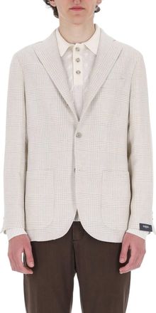 Barba Prince of Wales Linen-Cotton-Silk Blazer