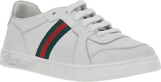 Gucci Boys Low-Top Leather Sneakers White Trainers