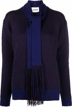Jil Sander Textured Gebreide Coltrui - Dames - Coltruien - Bruin - 2XS - Wol - Truien & Vesten