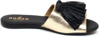 Hogan Gouden leren sandaal - Dames - Sandalen - Geel - 36 EU - Leer - Schoenen