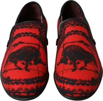 Dolce & Gabbana Red Black Torero Loafers Slippers Men Mens Shoes