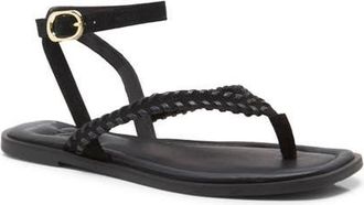 Free People Waverly Whipstitch Ankle Strap Sandal in Black Tide at Nordstrom, Size 8.5